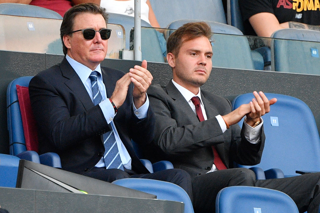 la famiglia Friedkin in tribuna allo Stadio Olimpico di Roma.